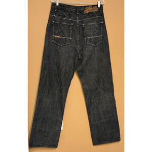 Vintage Akademiks Baggy Jeans Men 34x33 Black Embroidered Skater Grunge